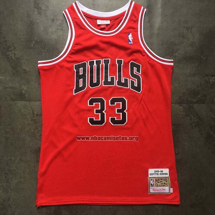 Camiseta Chicago Bulls Scottie Pippen NO 33 Mitchell & Ness 1997-98 Rojo